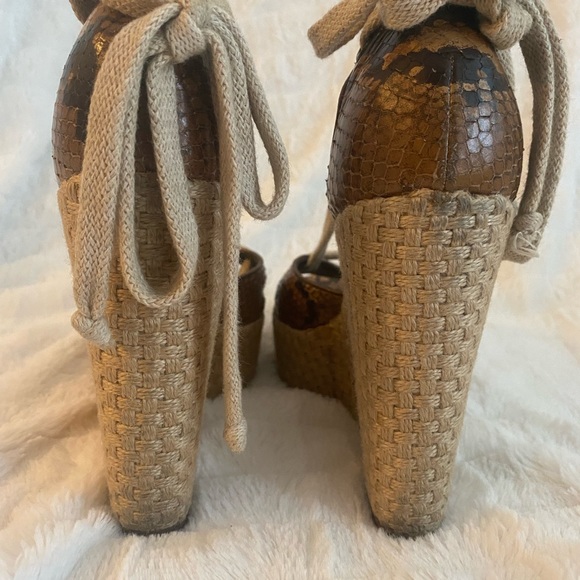 Theory Snake Skin Lace-up Espadrille Wedge EU 37 - Picture 4 of 11